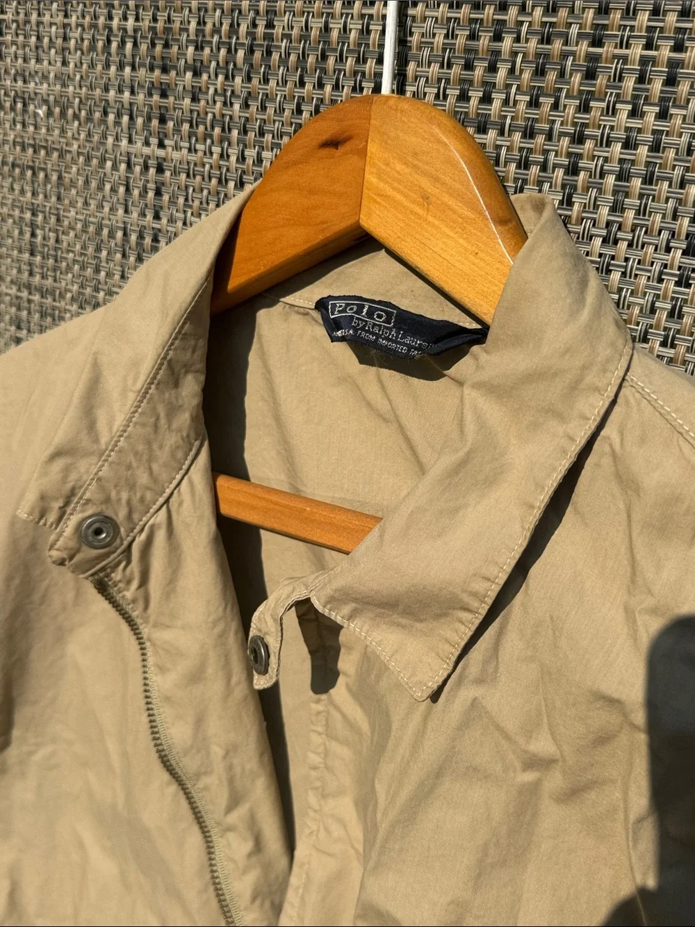 Polo by Ralph Lauren Beige Lightweight Shirt Jacket with Red Pony